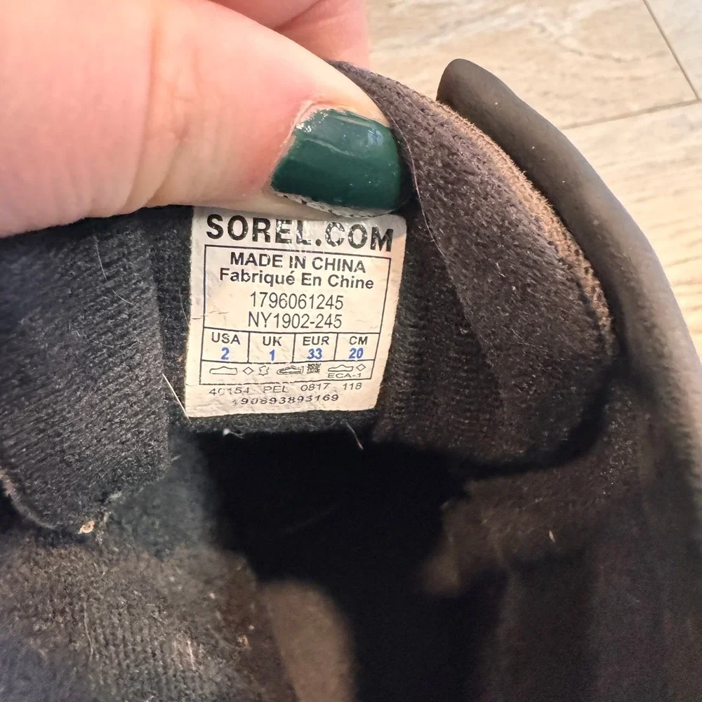 Sorel Cheyanne II Duck Kids Winter Snow Boots Size 2 Youth‎ Grey Elastic Laces